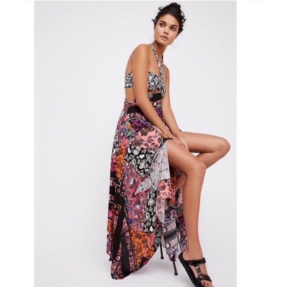 Free People California Love Floral Patchwork Bandeau Sleeveless Maxi Dress 2 - Picture 4 of 13